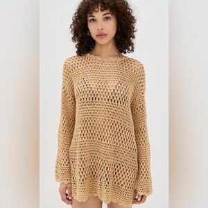 Show me your Mumu Beige Crochet Open-Knit Women's Coverup